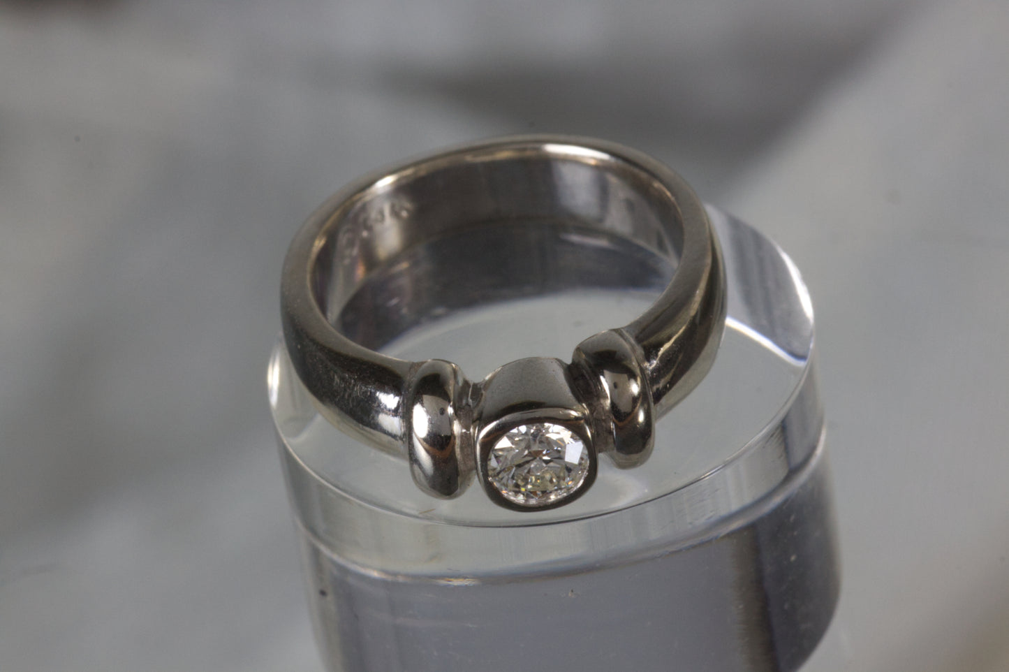 Two Bar Ring With Bezel Set