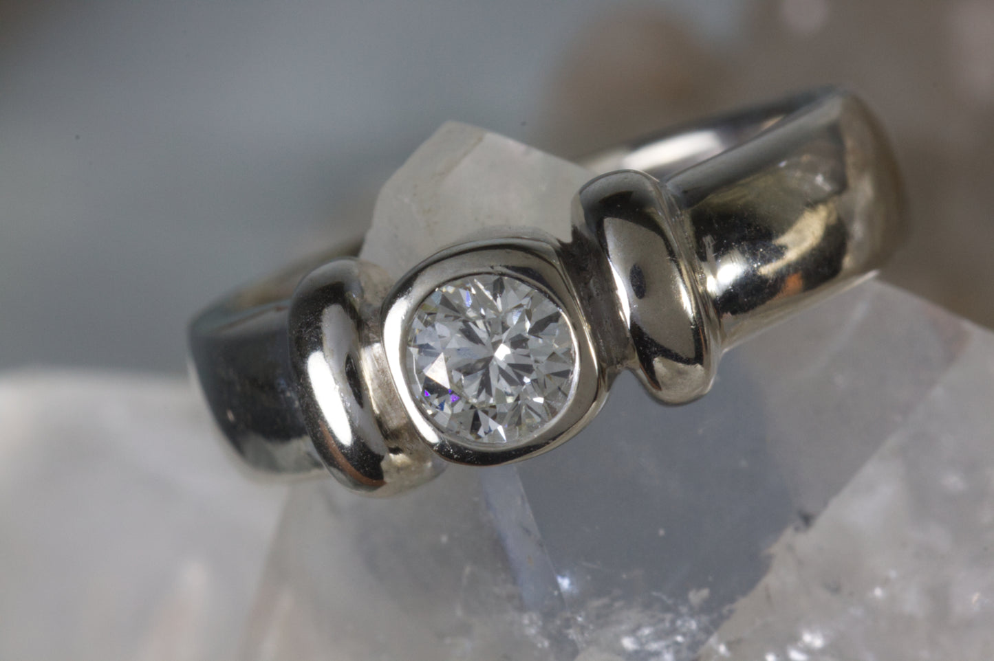 Two Bar Ring With Bezel Set
