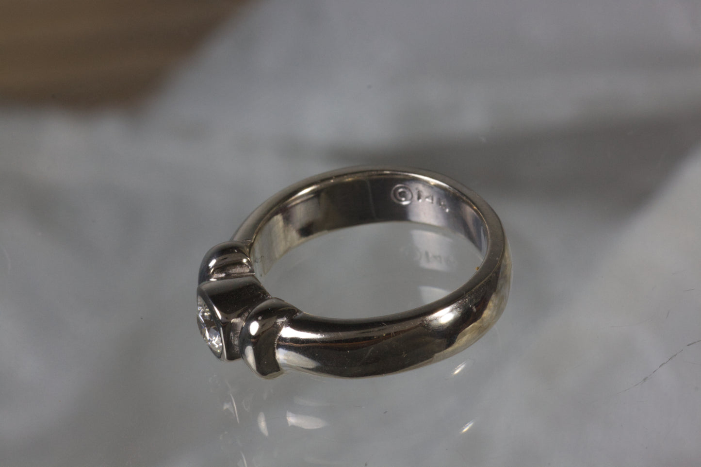 Two Bar Ring With Bezel Set