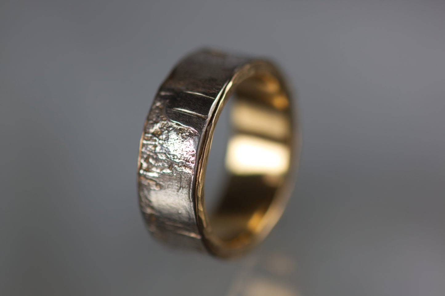 Wide Bark Design Wedding Band