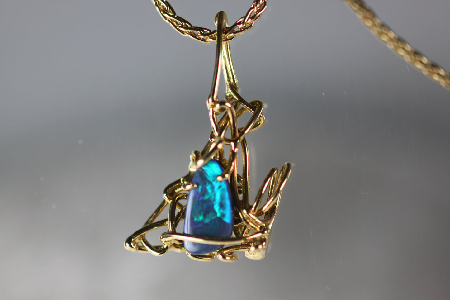 Blue & Green Opal Pendant & Chain