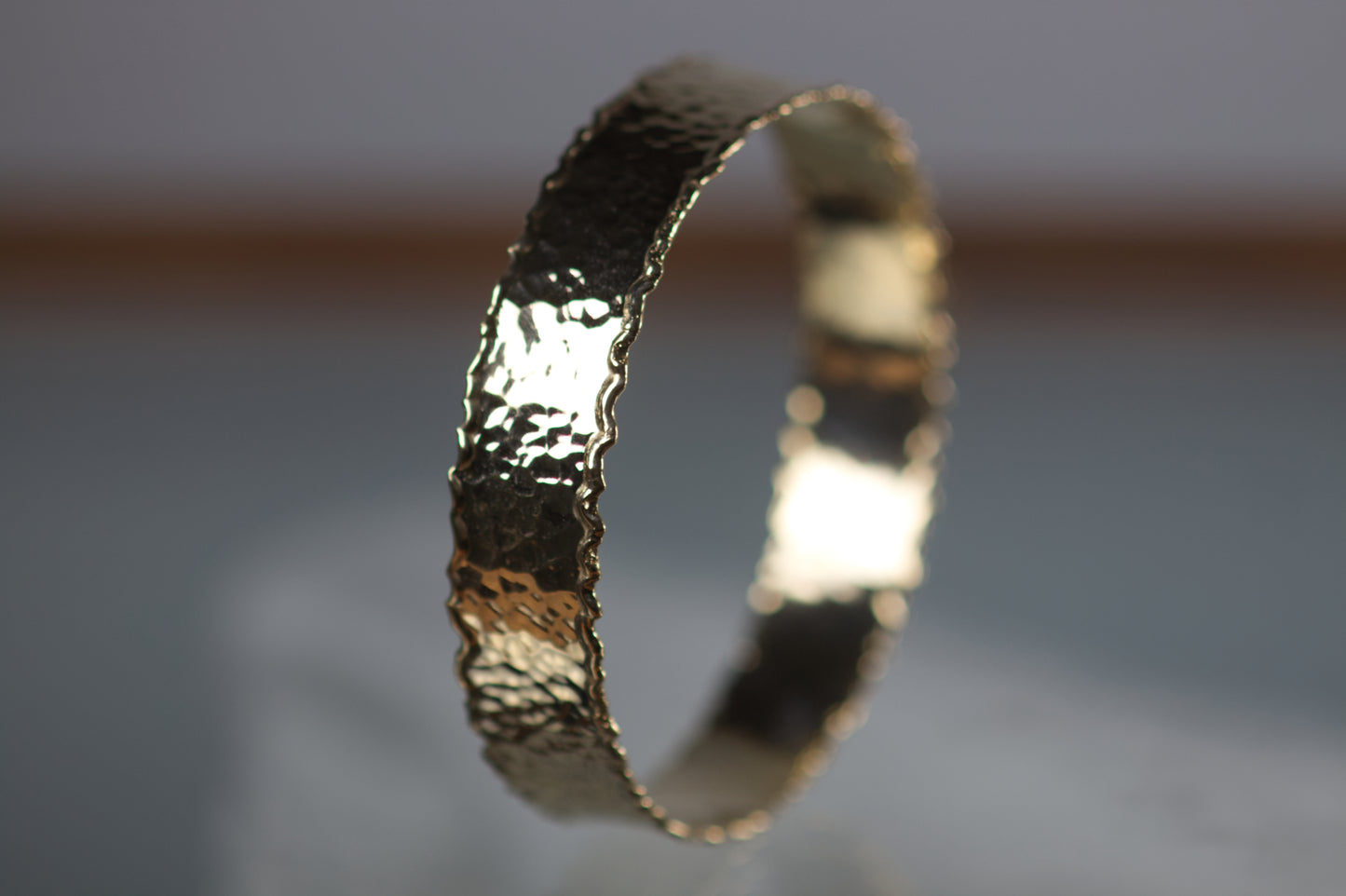 Hammered-Melt Edge Bangle Bracelet