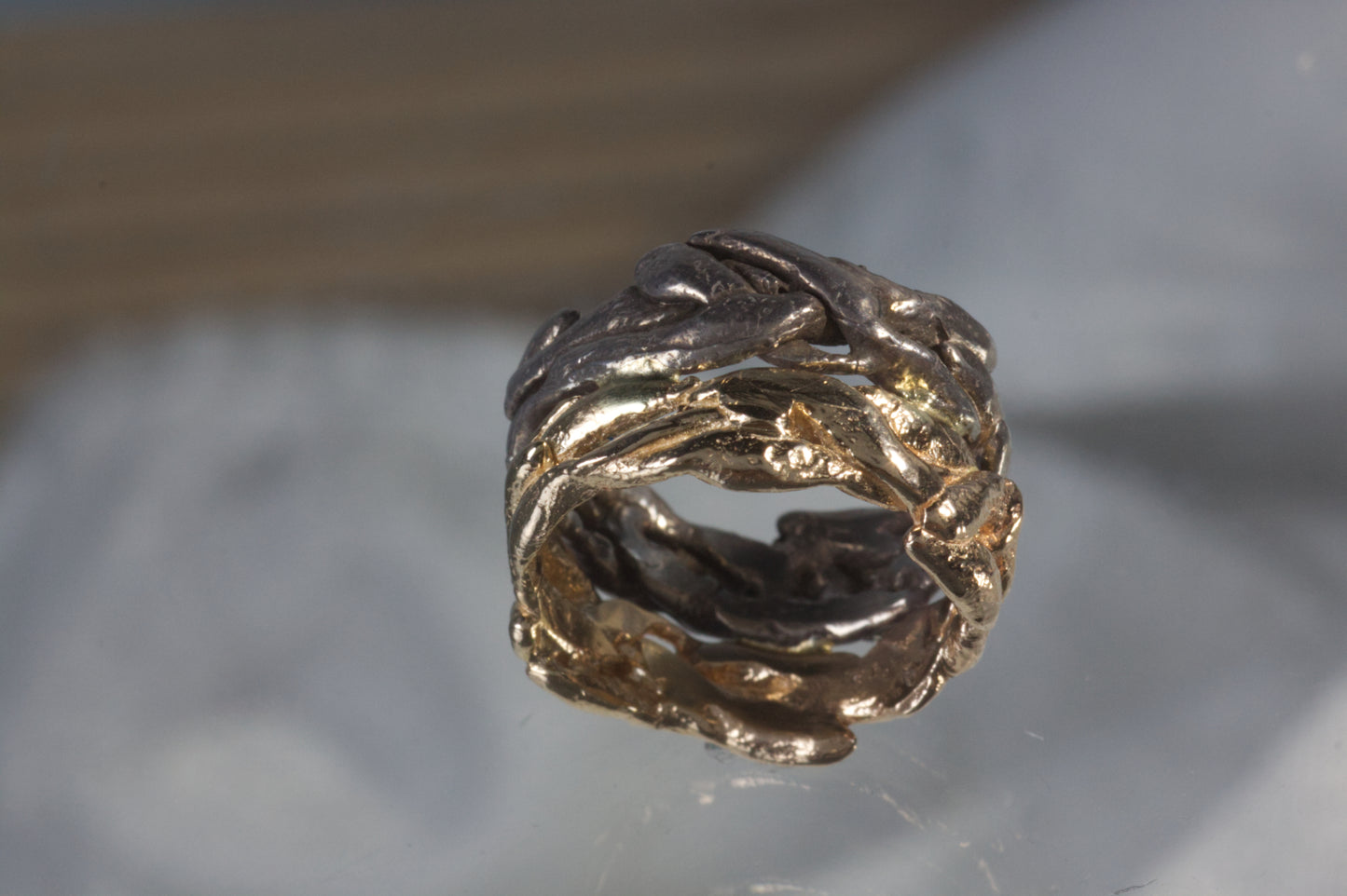 Organic Freeform Textured Twig Wedding Band