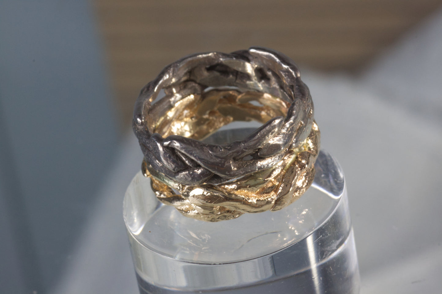 Organic Freeform Textured Twig Wedding Band