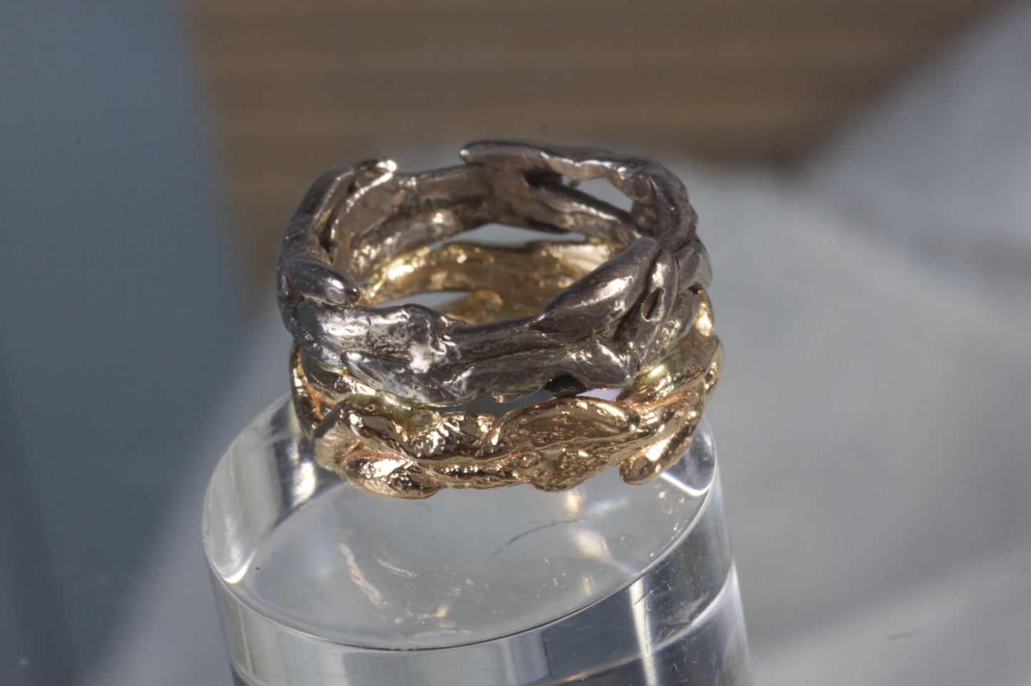 Organic Freeform Textured Twig Wedding Band