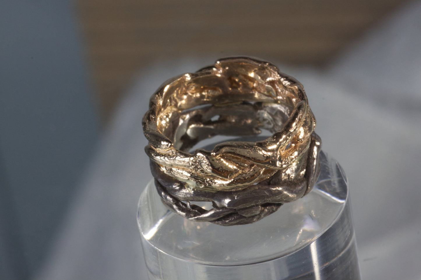 Organic Freeform Textured Twig Wedding Band