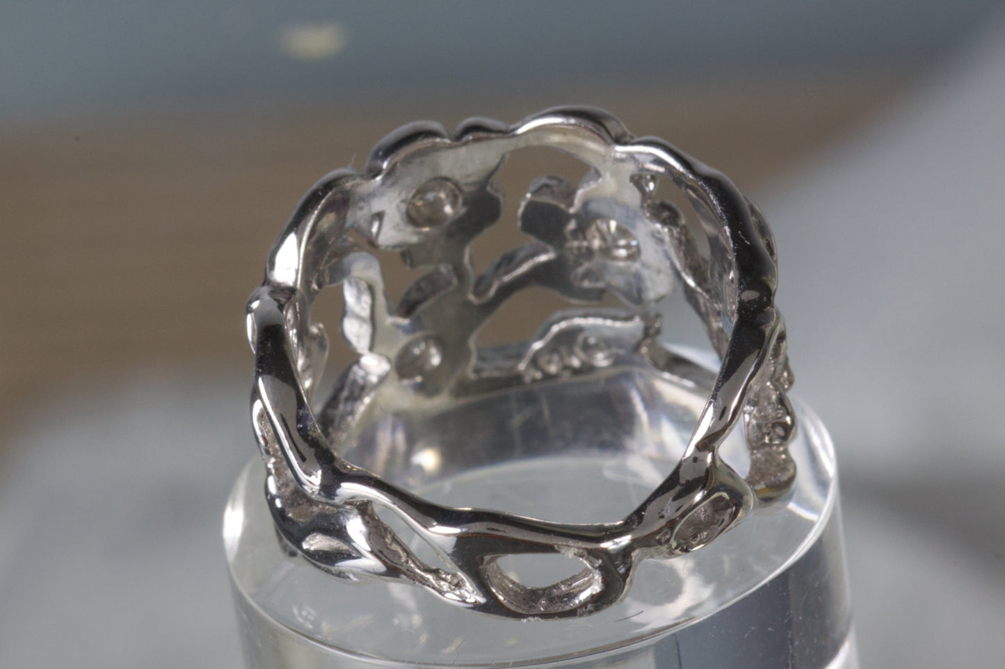 White Gold Flower Ring With Diamonds