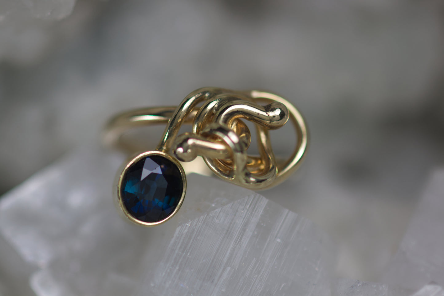 Blue Spinel Ring With Loop Wire Top