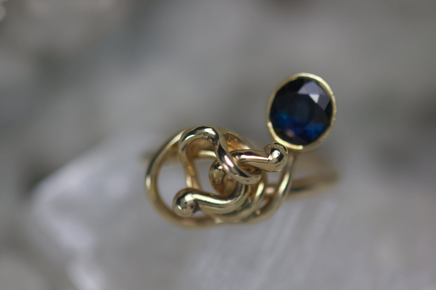 Blue Spinel Ring With Loop Wire Top