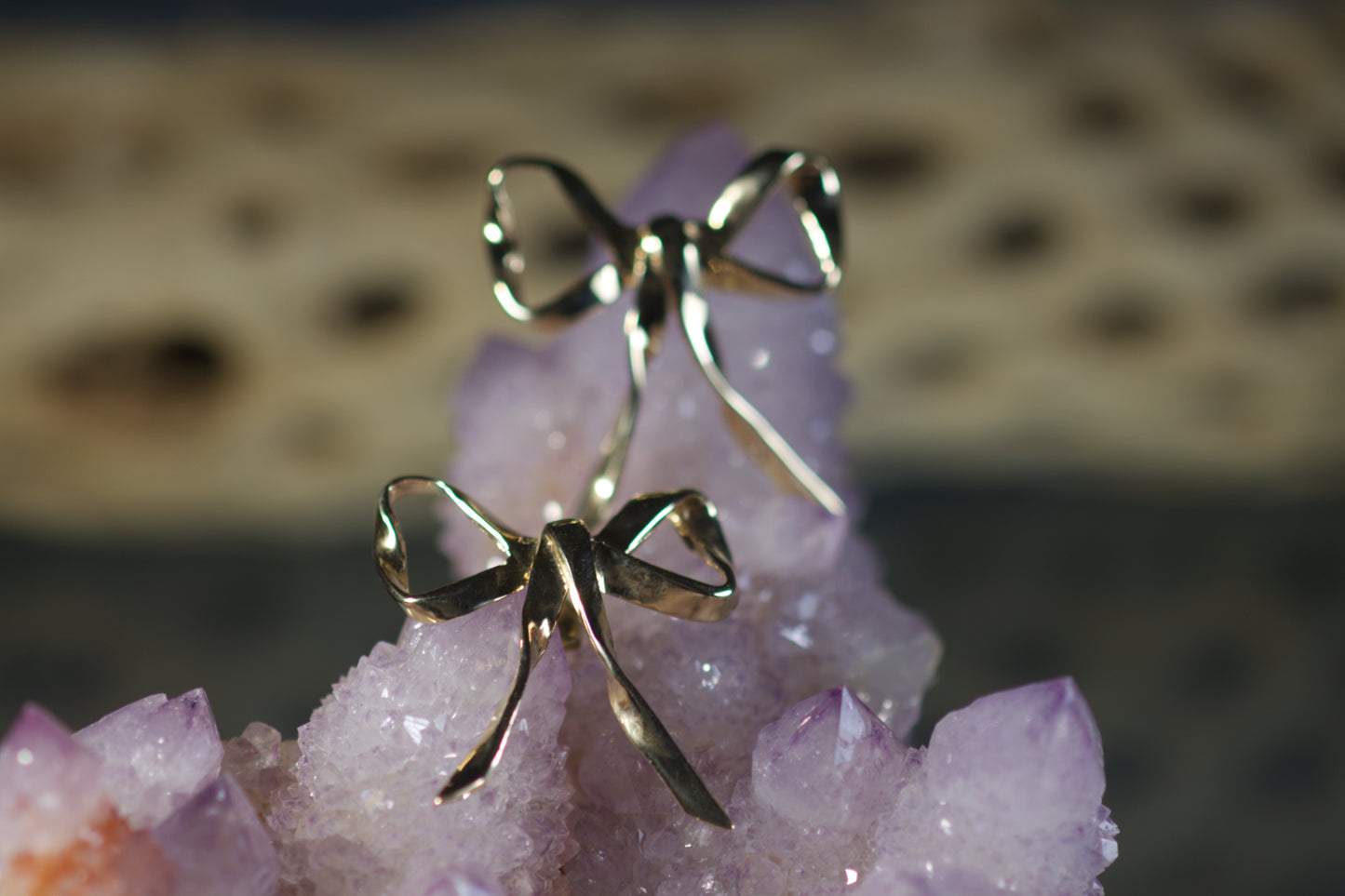 Large Bow Yellow Gold Earrings