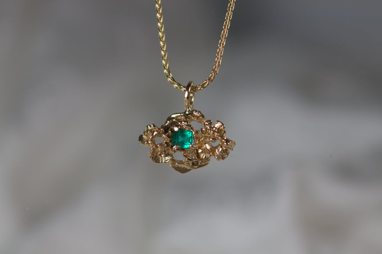 Emerald Flower Pendant