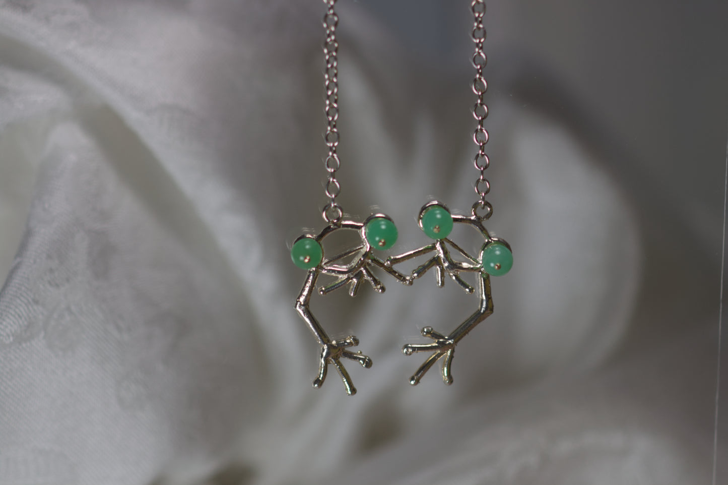 Sterling Silver Frog With Chrysoprase Eyes