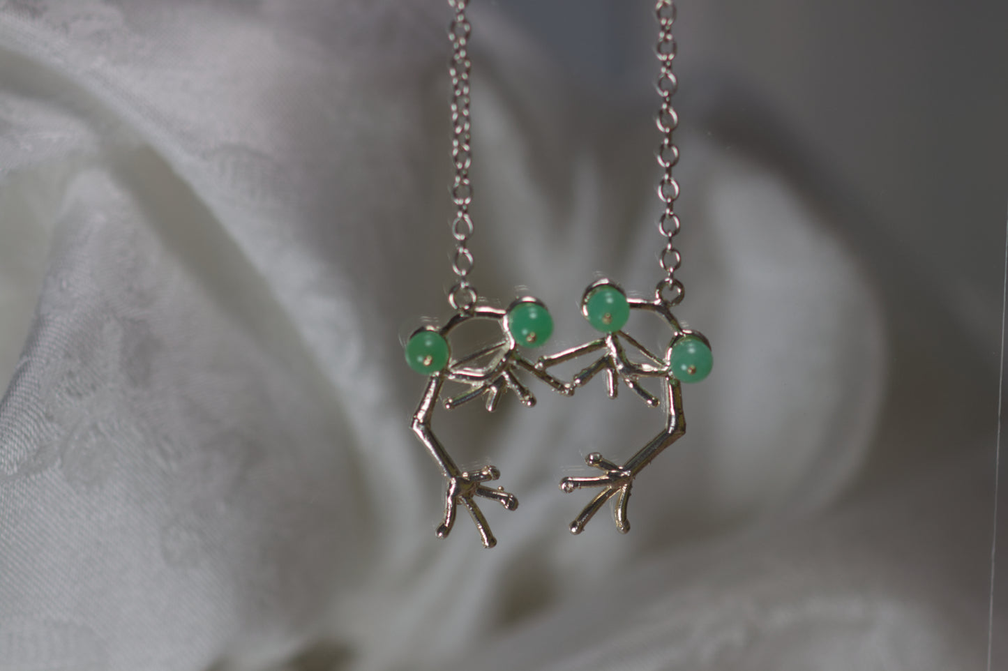 Sterling Silver Frog With Chrysoprase Eyes