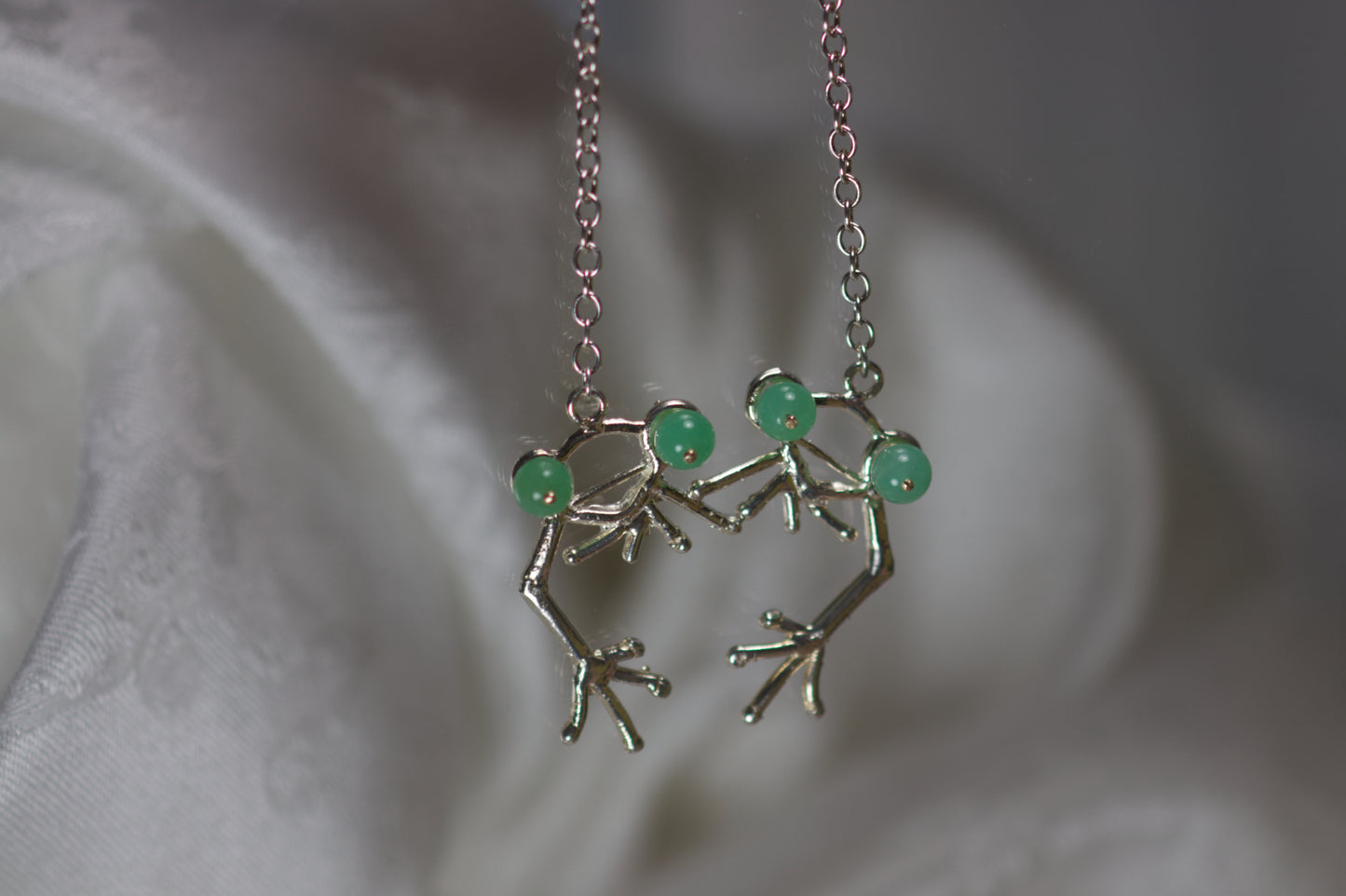 Sterling Silver Frog With Chrysoprase Eyes