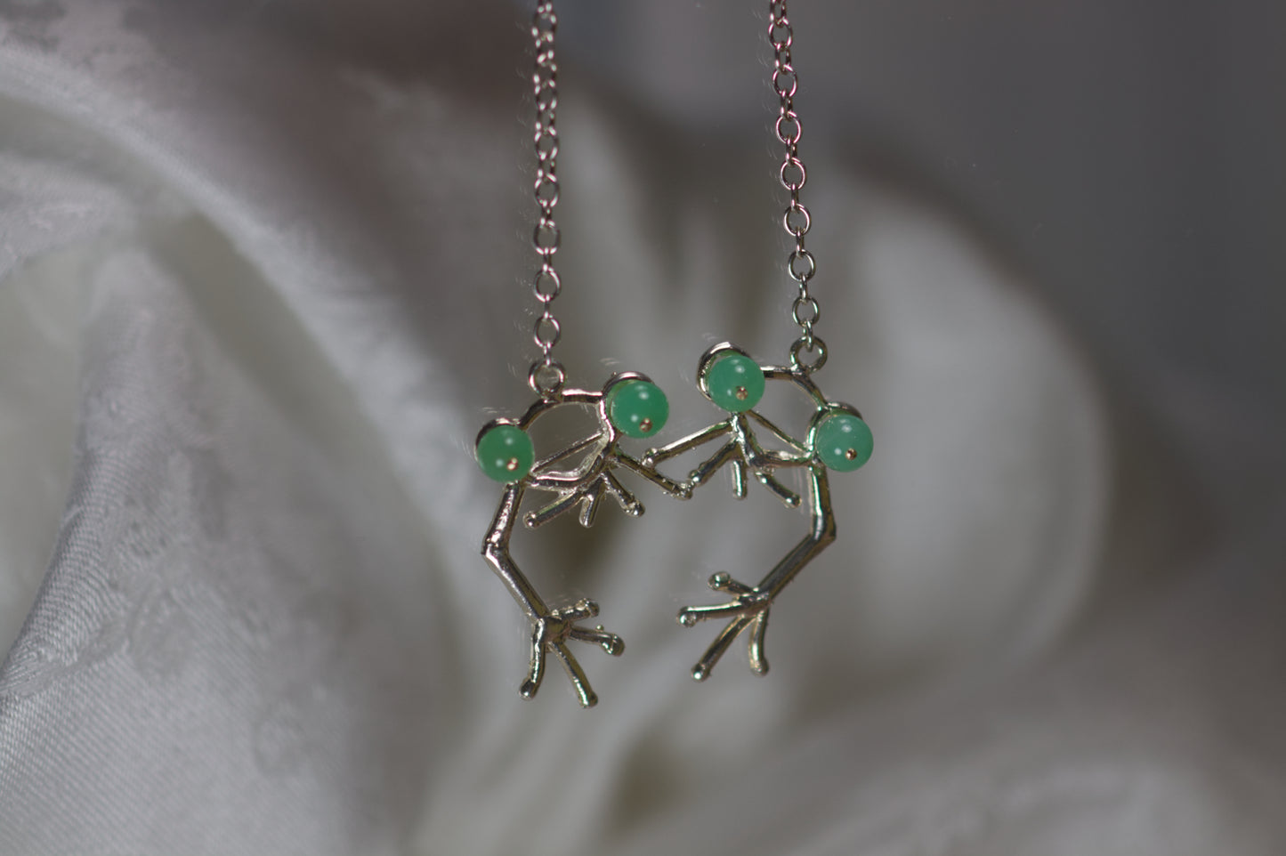 Sterling Silver Frog With Chrysoprase Eyes