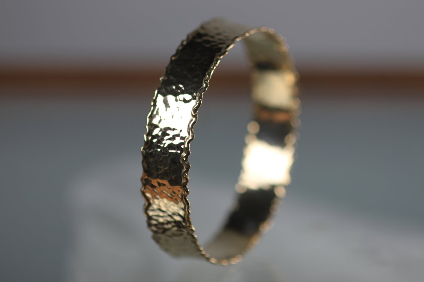 Hammered-Melt Edge Bangle Bracelet