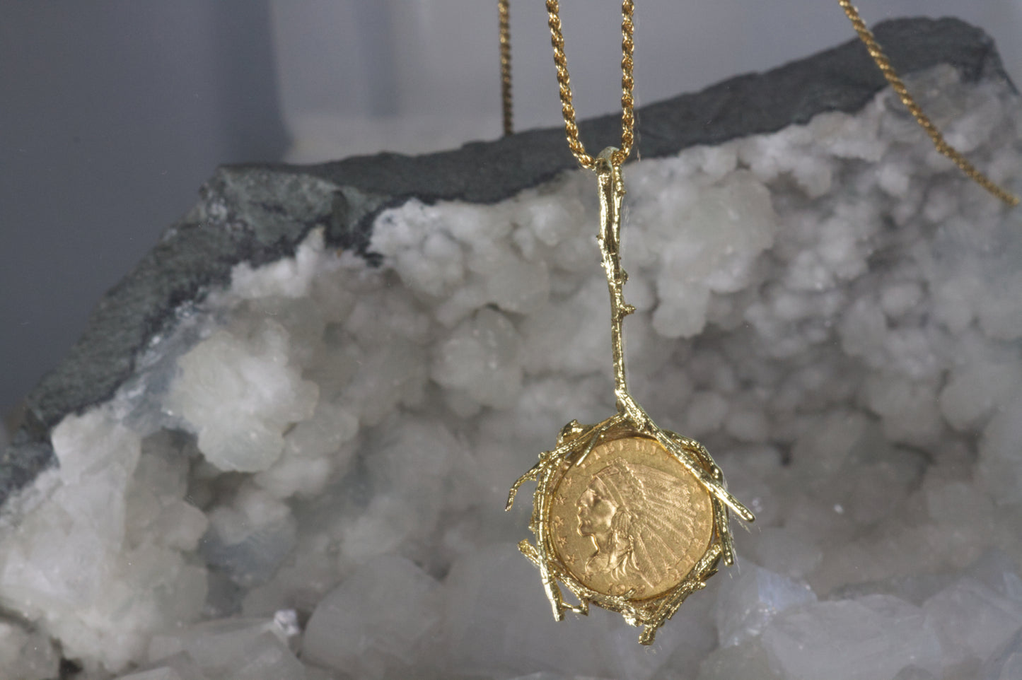 Indian Head 2.5 Dollar 1912 Coin Date Pendant