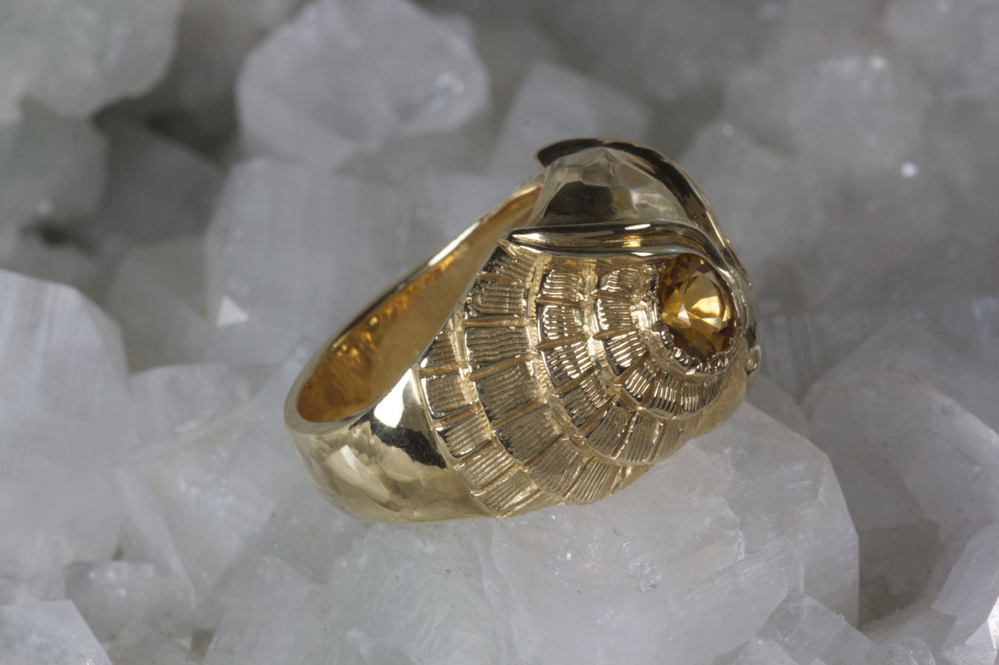 Men's Owl Ring WIth Citrine Eyes