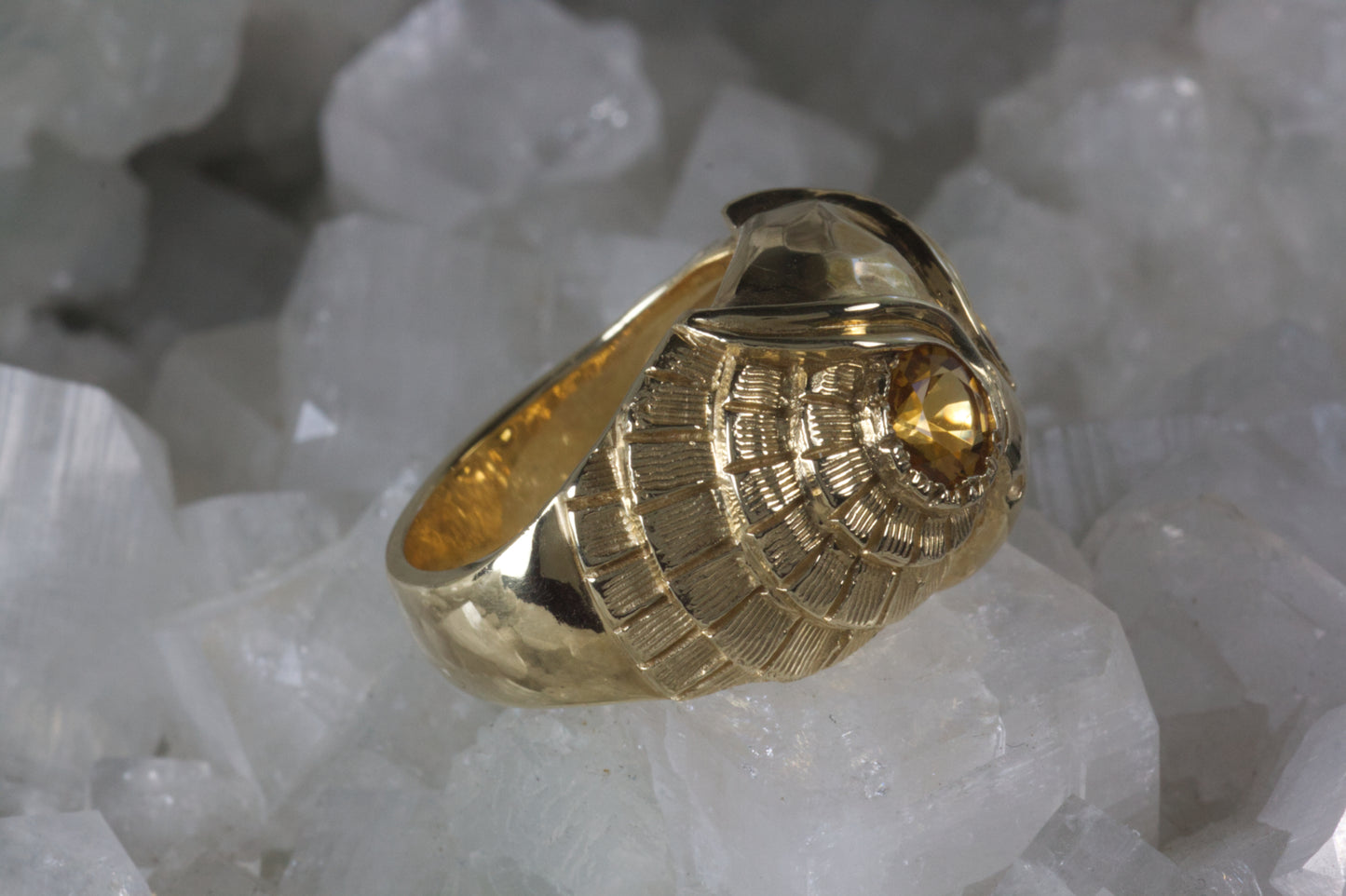 Men's Owl Ring WIth Citrine Eyes