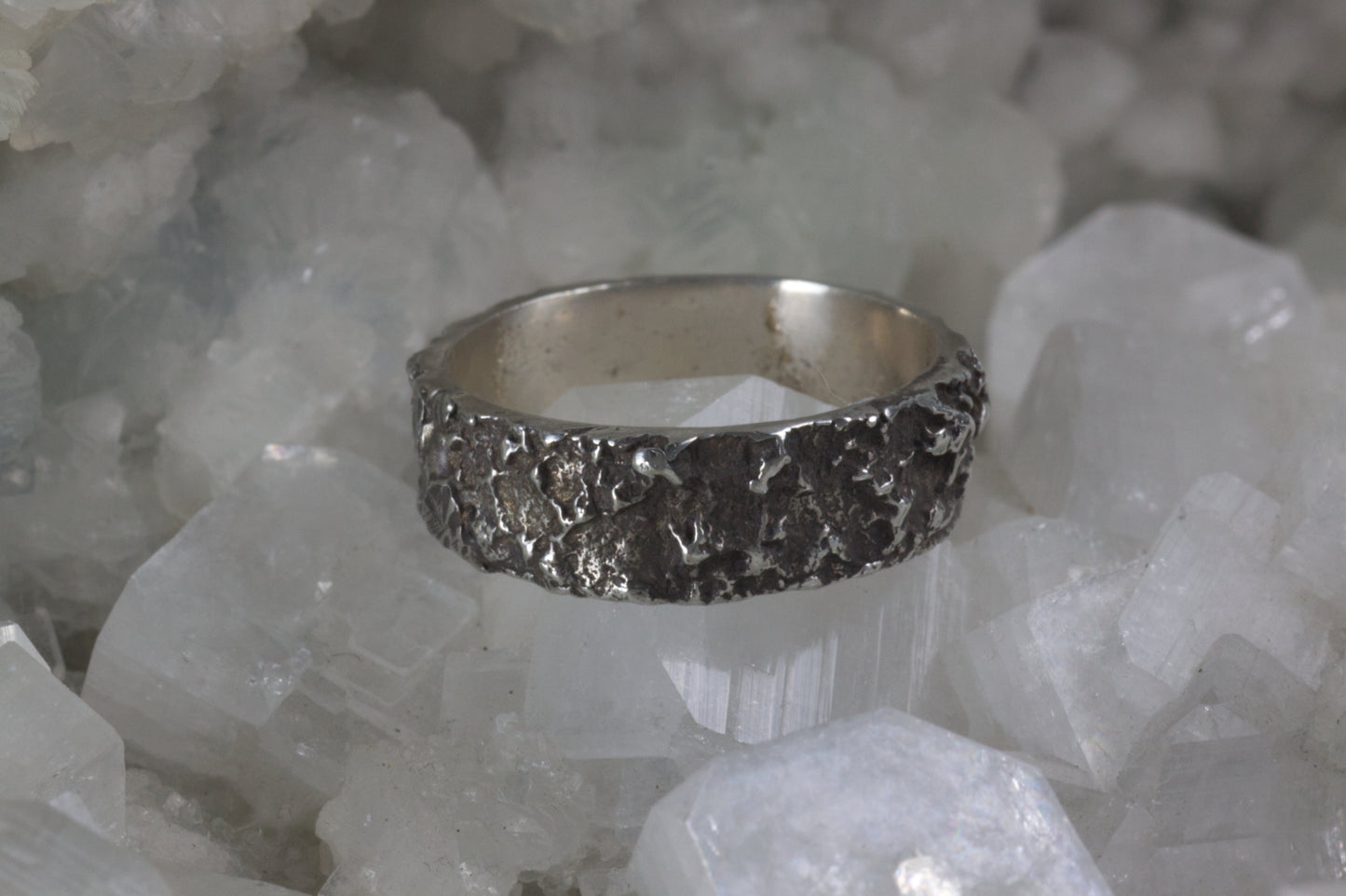 Meteorite Texture Design Wedding Band