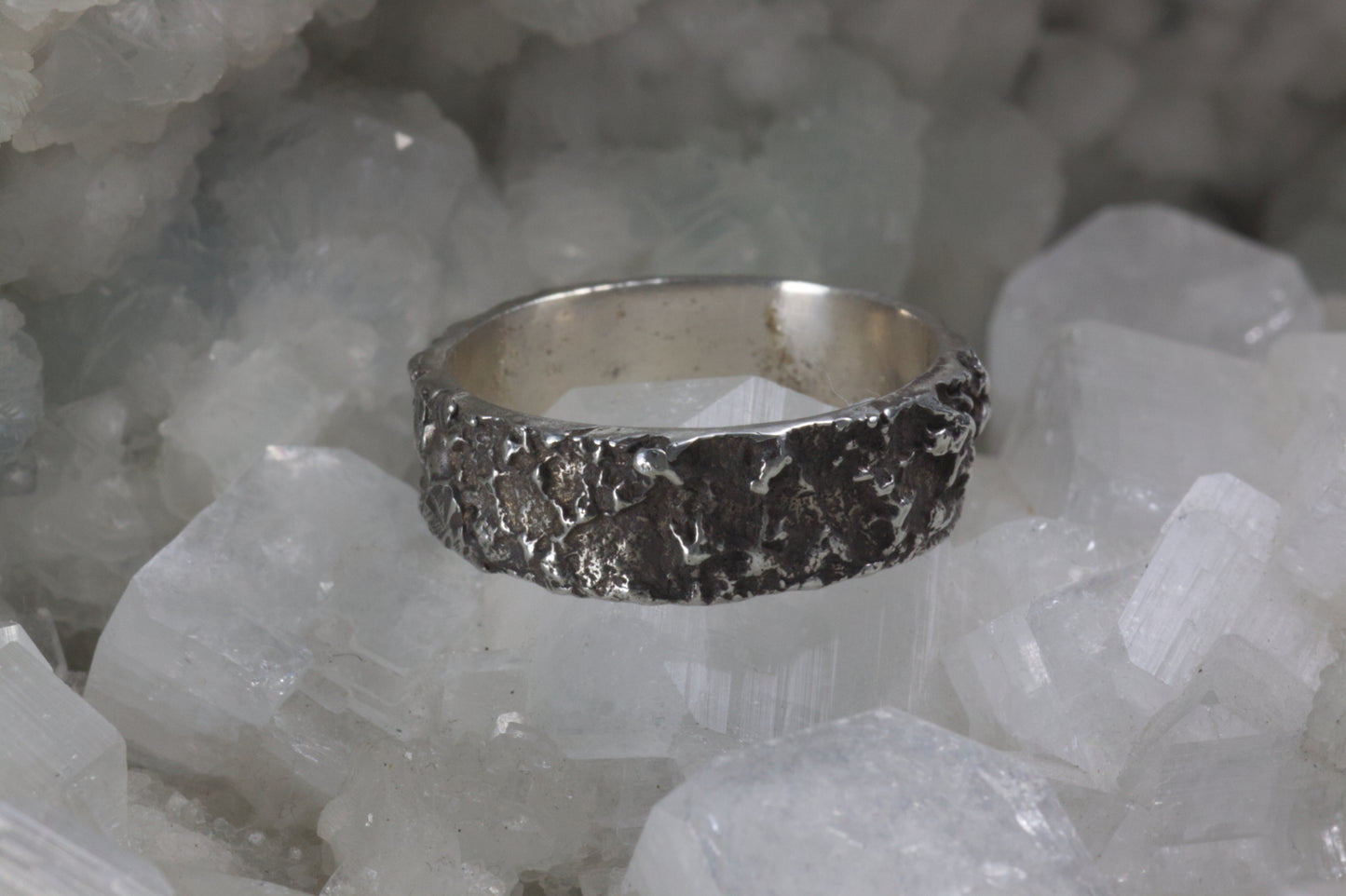Meteorite Texture Design Wedding Band