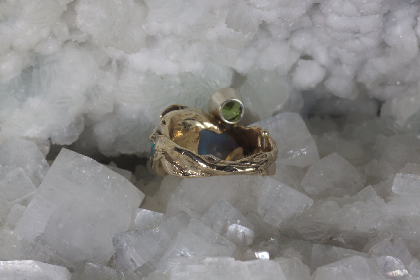 Opal & Peridot Fold Ring