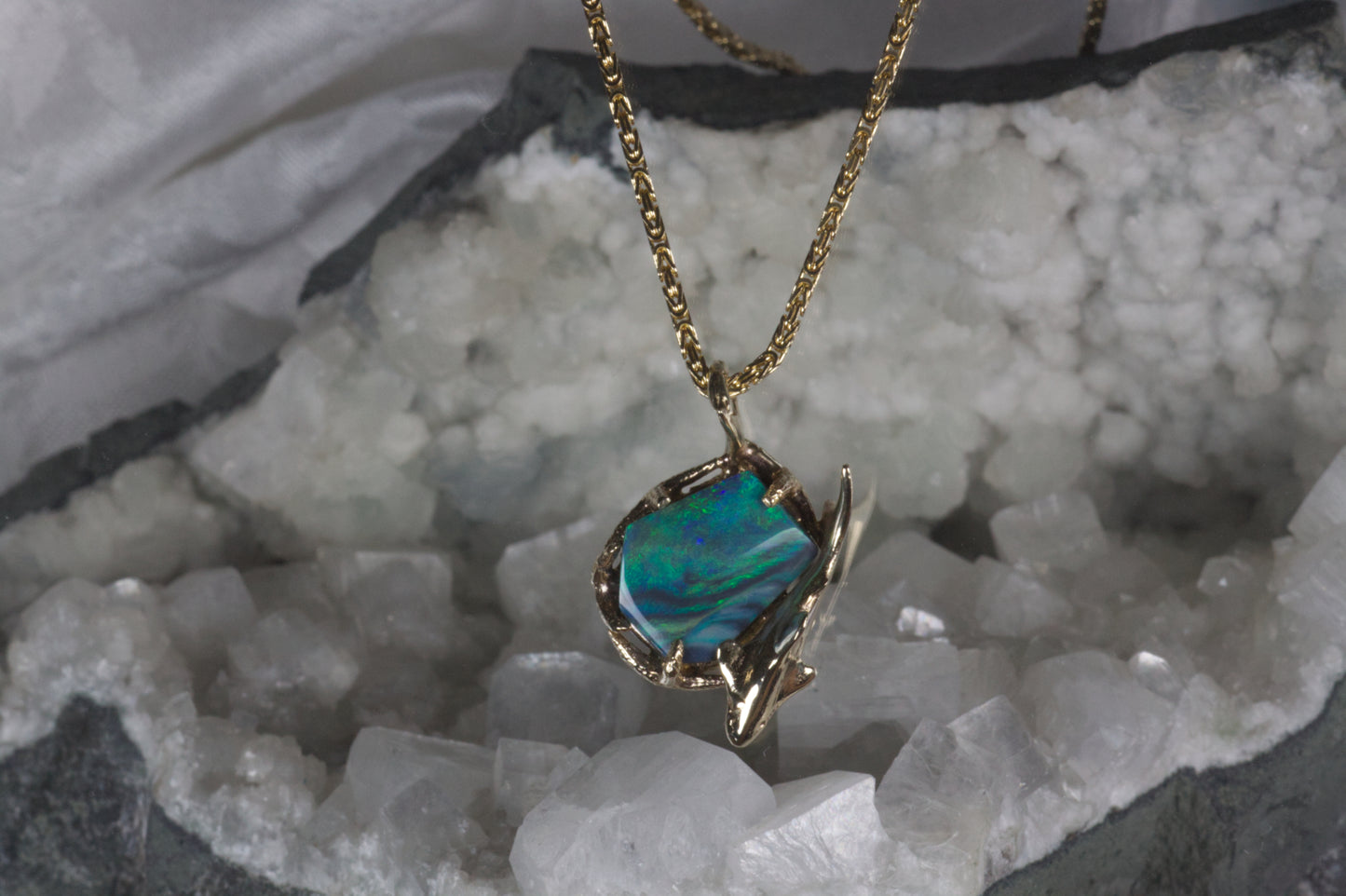 Opal Ocean Shark Pendant