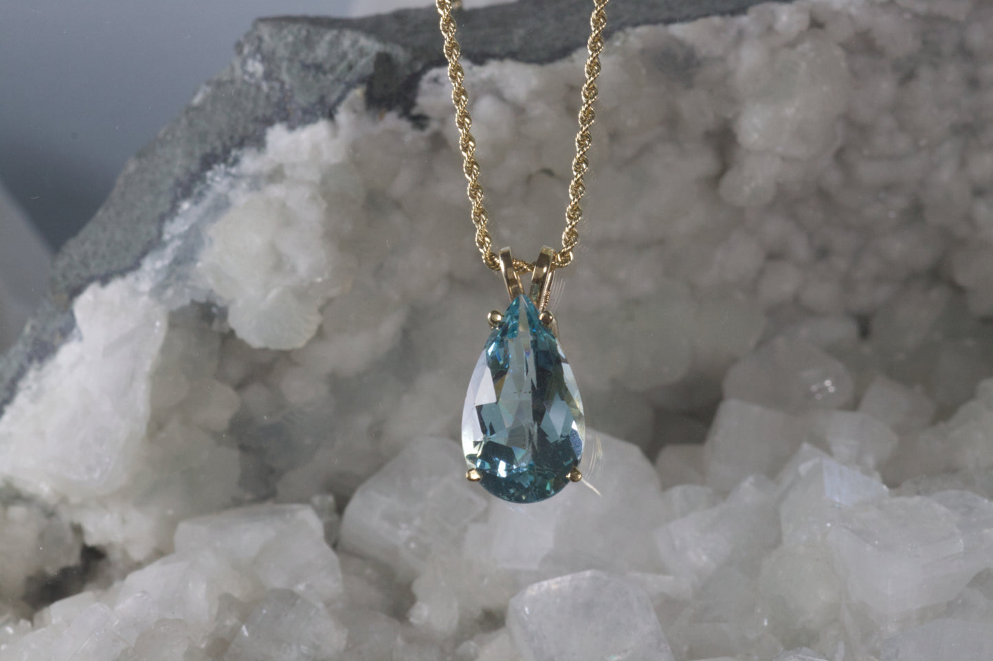 Pear Shape Aqua Pendant