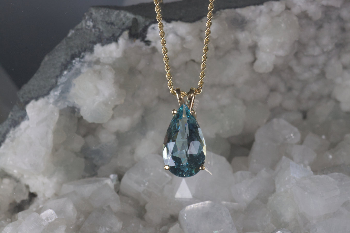 Pear Shape Aqua Pendant