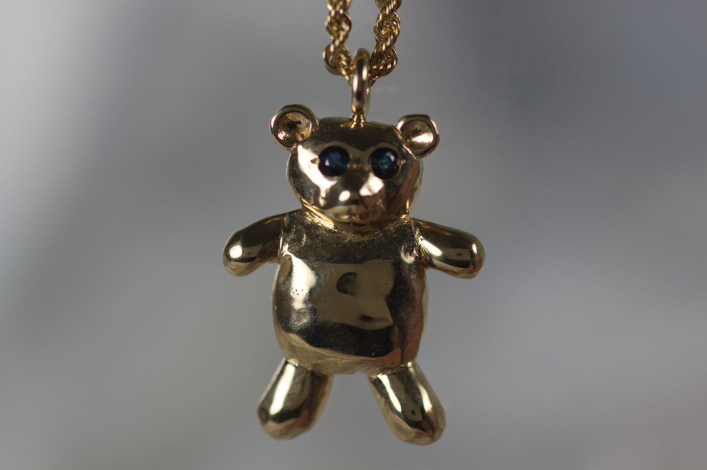 Teddy Bear Pendant With Sapphire Eyes