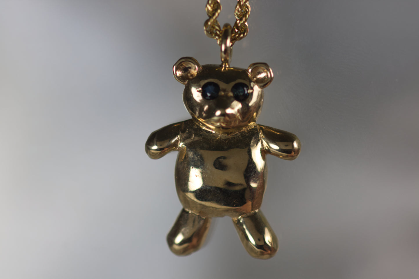Teddy Bear Pendant With Sapphire Eyes