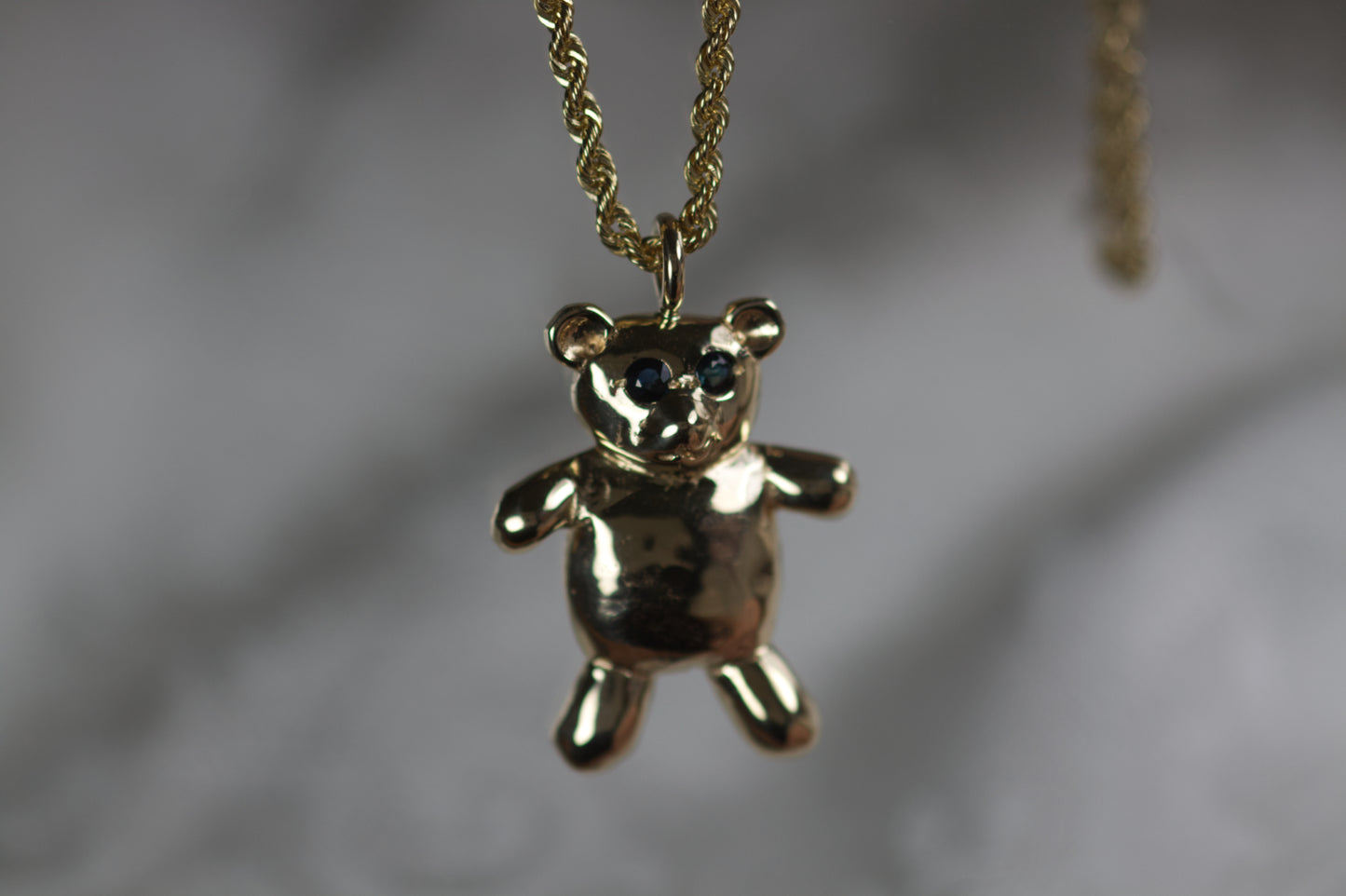 Teddy Bear Pendant With Sapphire Eyes