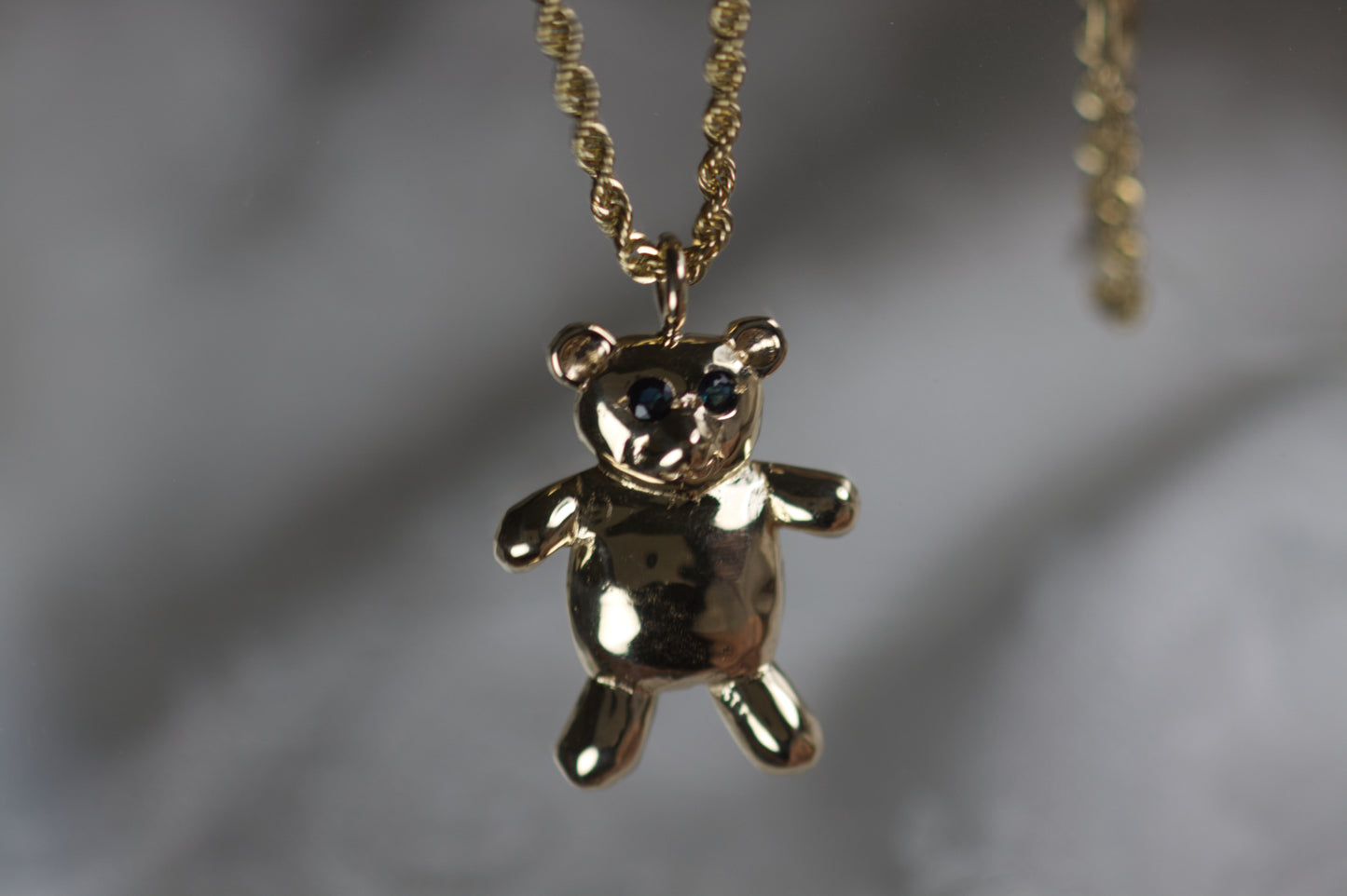 Teddy Bear Pendant With Sapphire Eyes