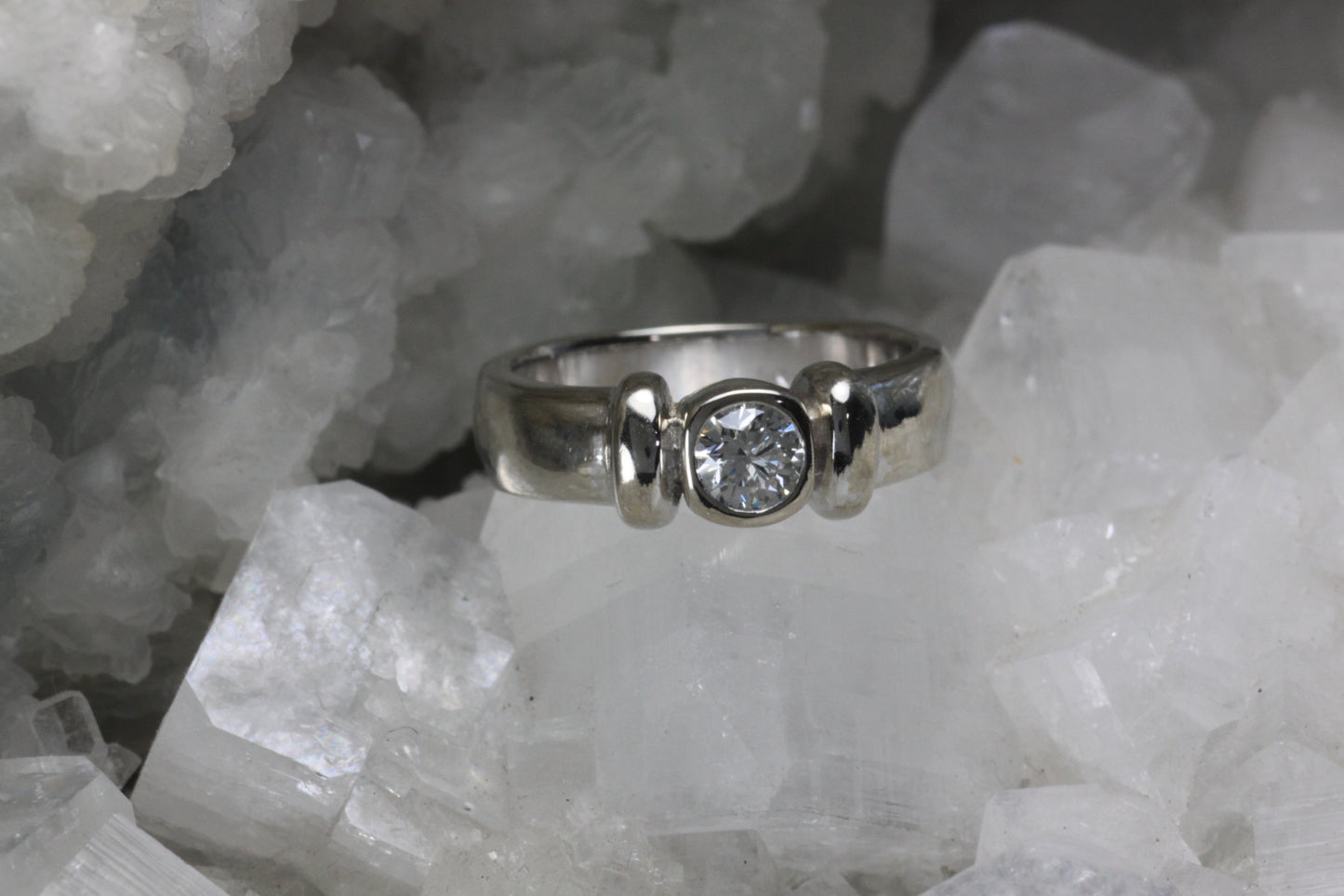 Two Bar Ring With Bezel Set