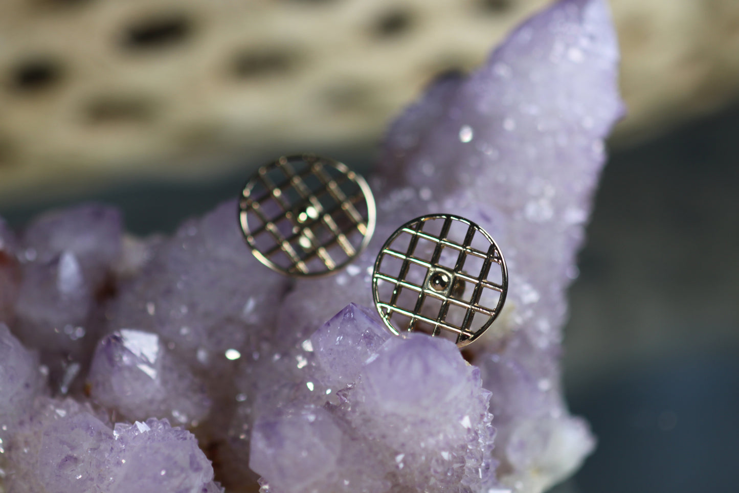 Waffle Design Earrings