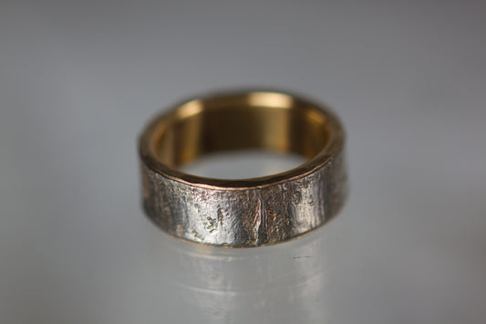 Wide Bark Design Wedding Band