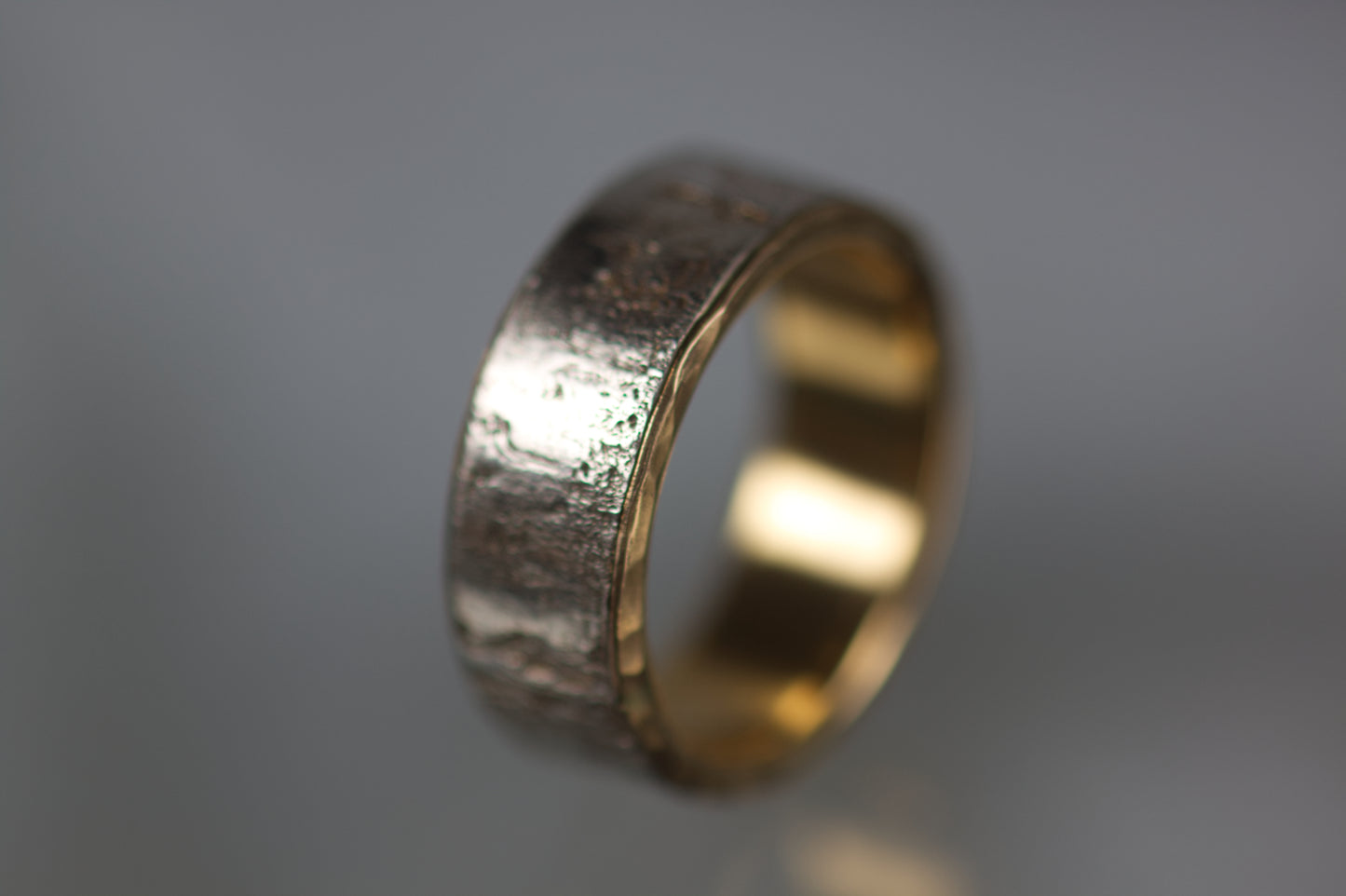 Wide Bark Design Wedding Band