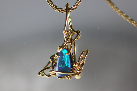 Blue & Green Opal Pendant & Chain