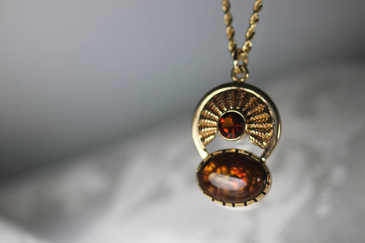 Fire Agate & Citrine Pendant