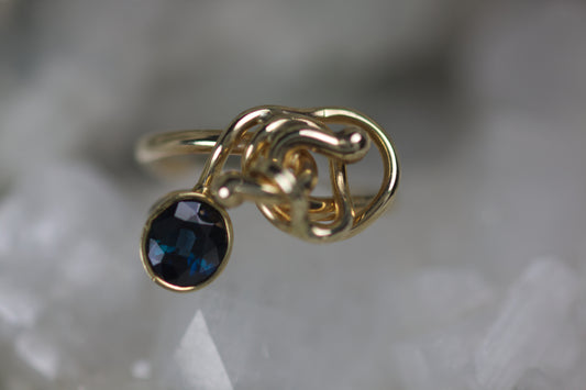Blue Spinel Ring With Loop Wire Top