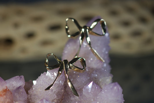 Large Bow Yellow Gold Earrings