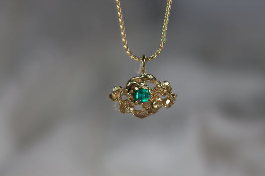 Emerald Flower Pendant