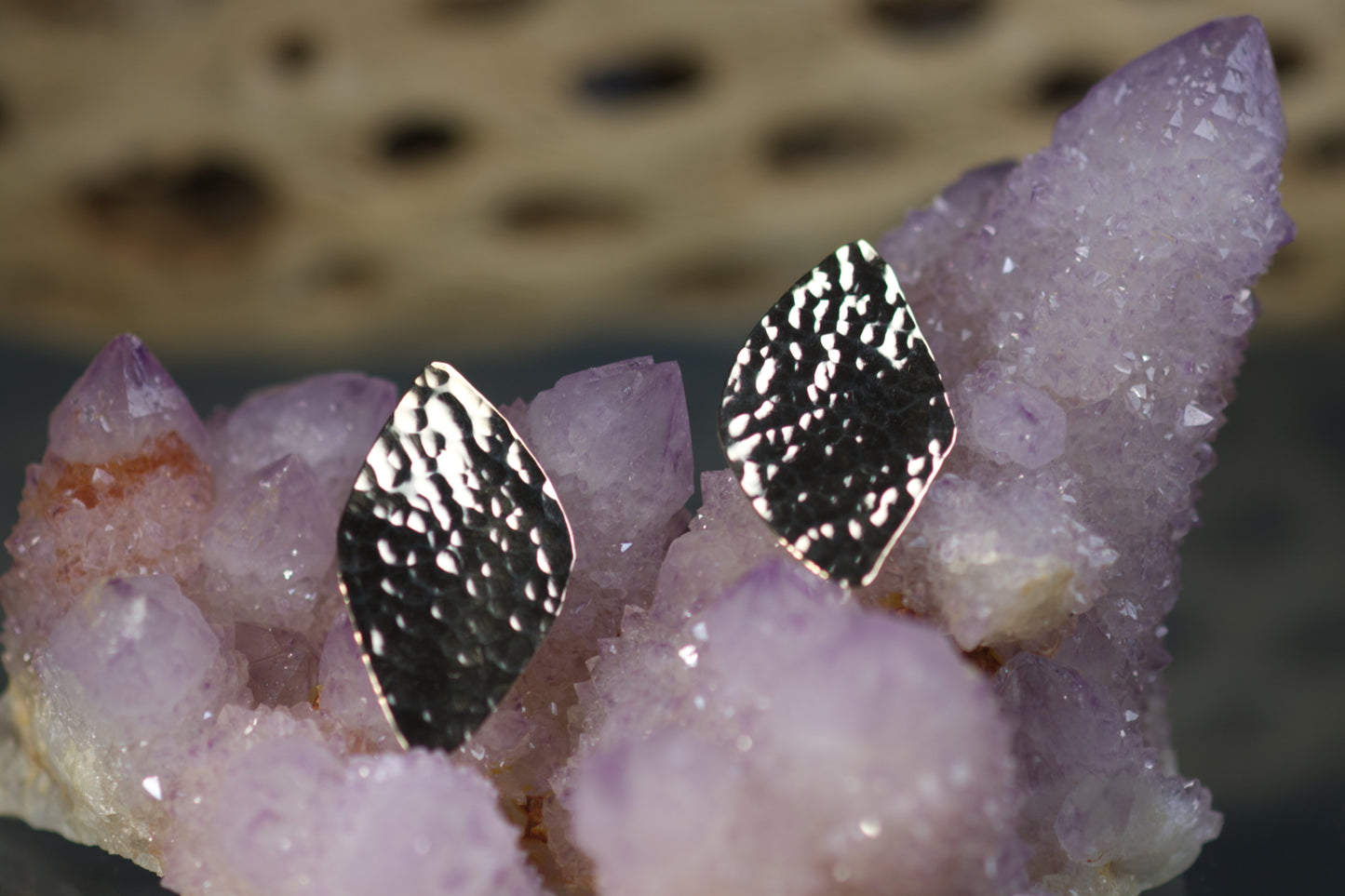 Freeform Hammered Leaf Earrings