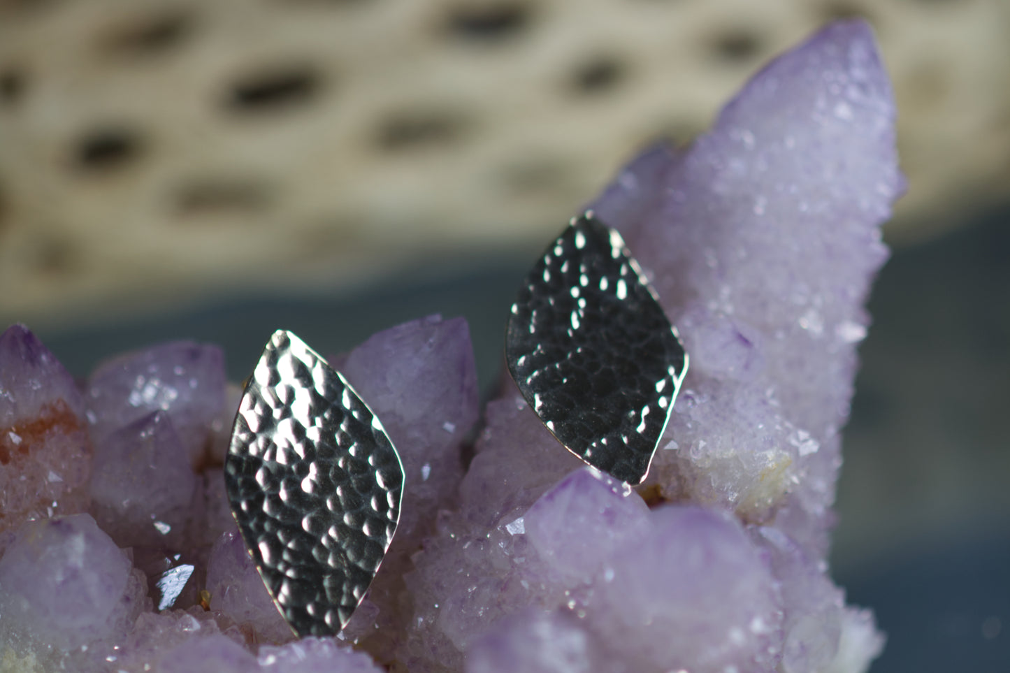 Freeform Hammered Leaf Earrings