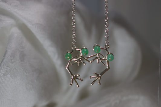 Sterling Silver Frog With Chrysoprase Eyes
