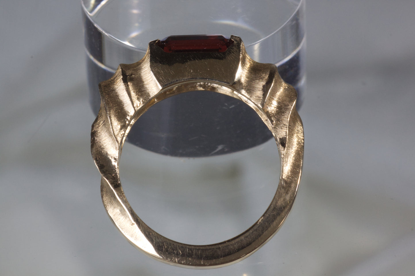 Garnet Ring With Yellow Gold Band