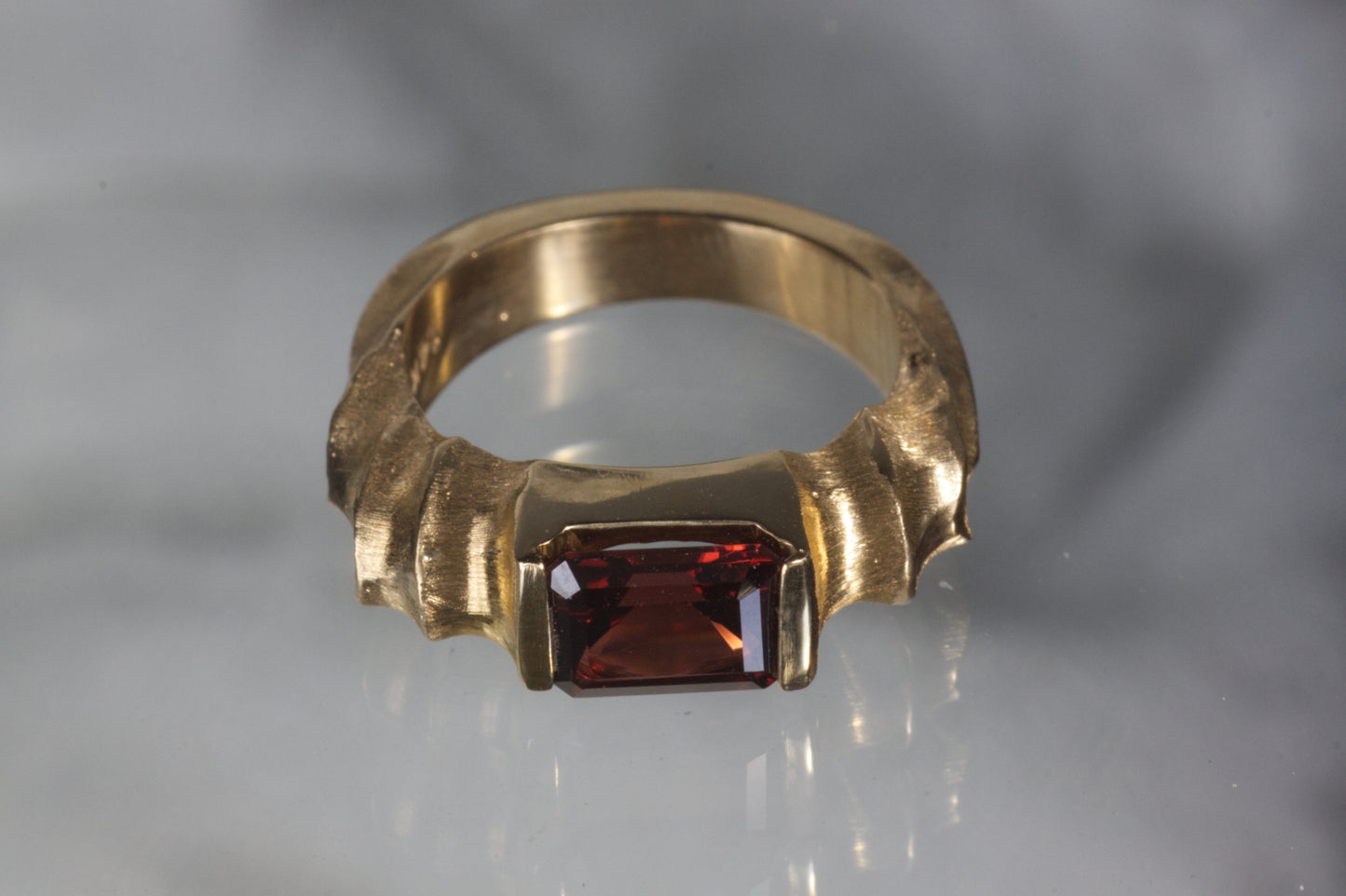 Garnet Ring With Yellow Gold Band