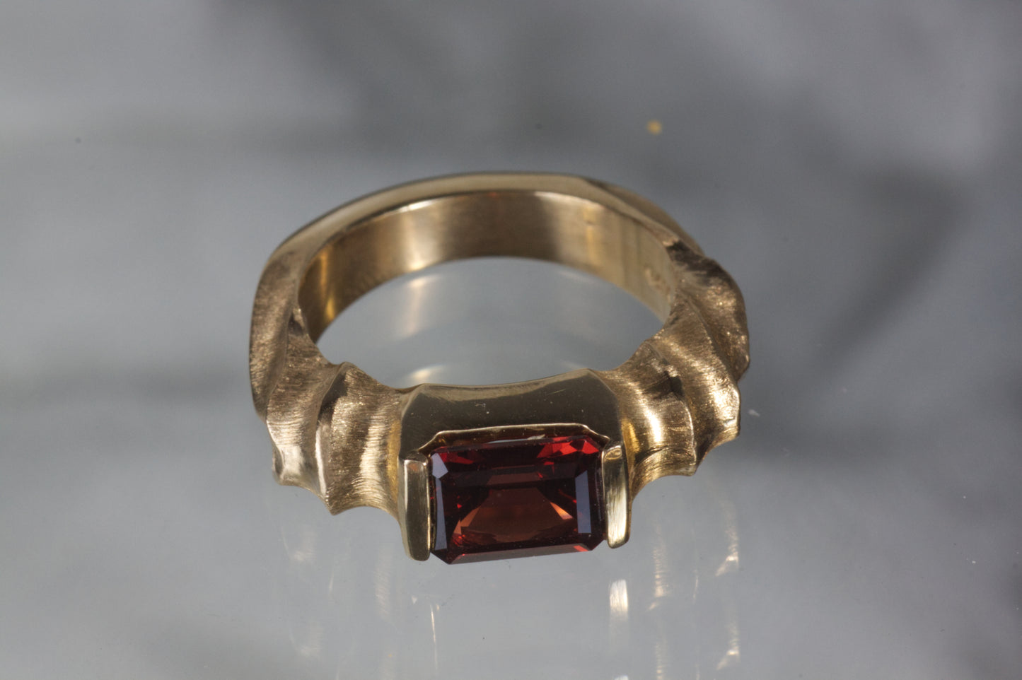 Garnet Ring With Yellow Gold Band