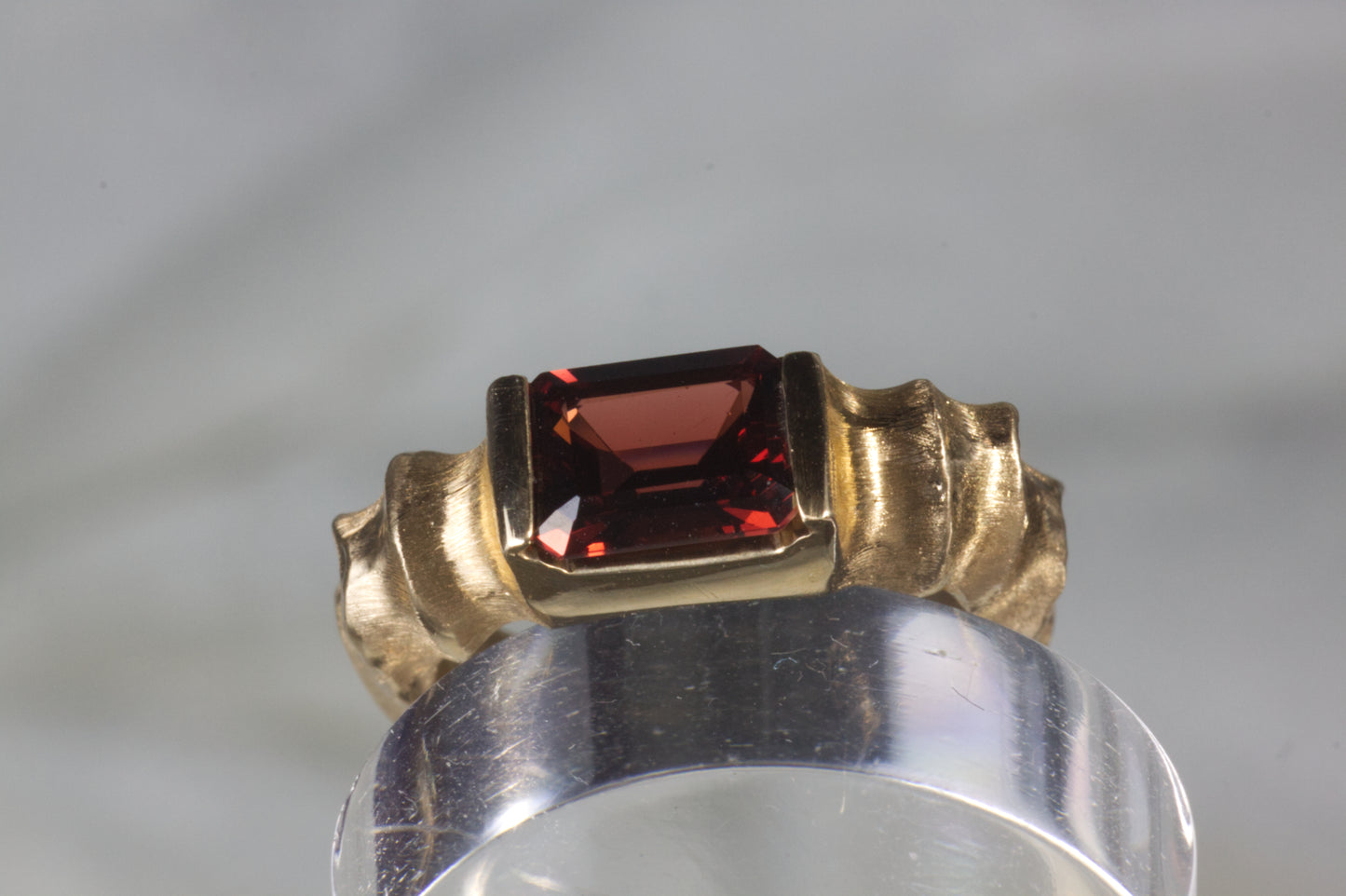 Garnet Ring With Yellow Gold Band