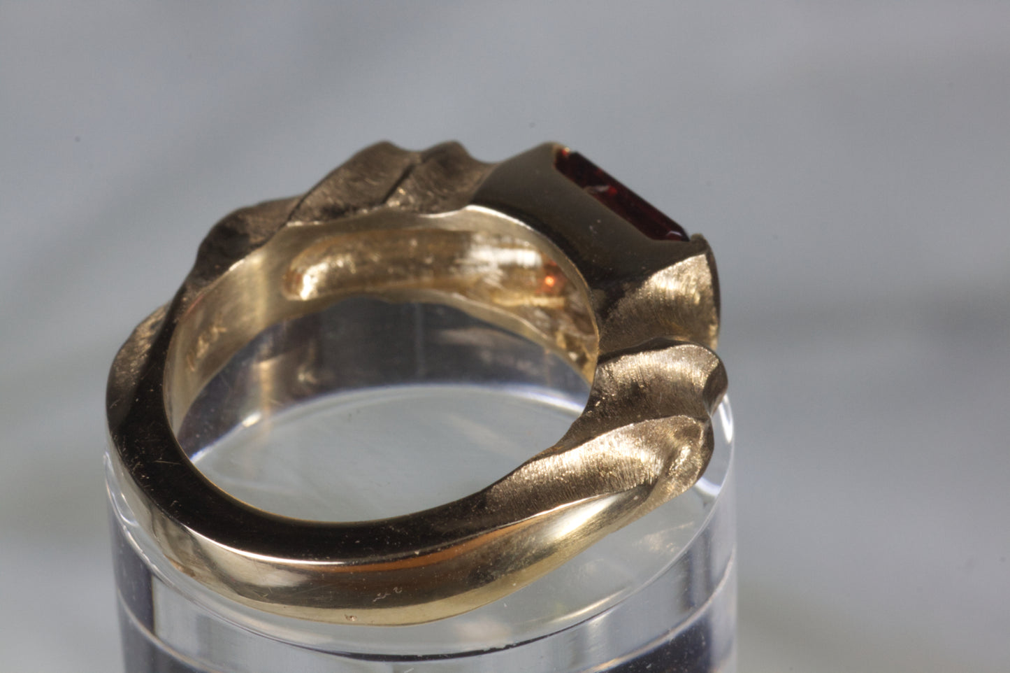 Garnet Ring With Yellow Gold Band